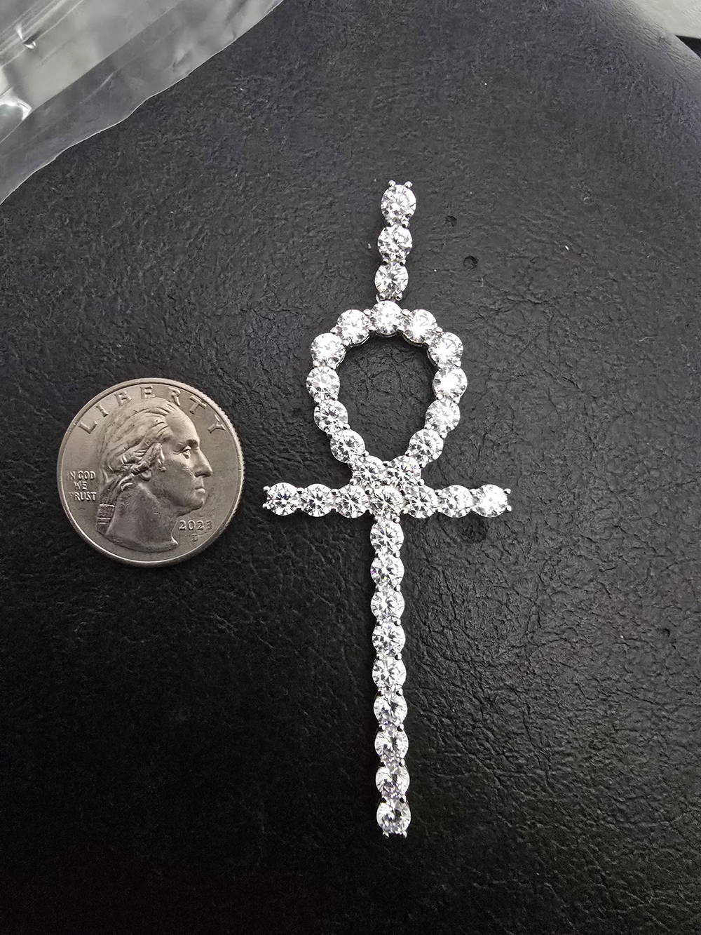 Moissanite Ankh Pendant Necklace - Sterling Silver